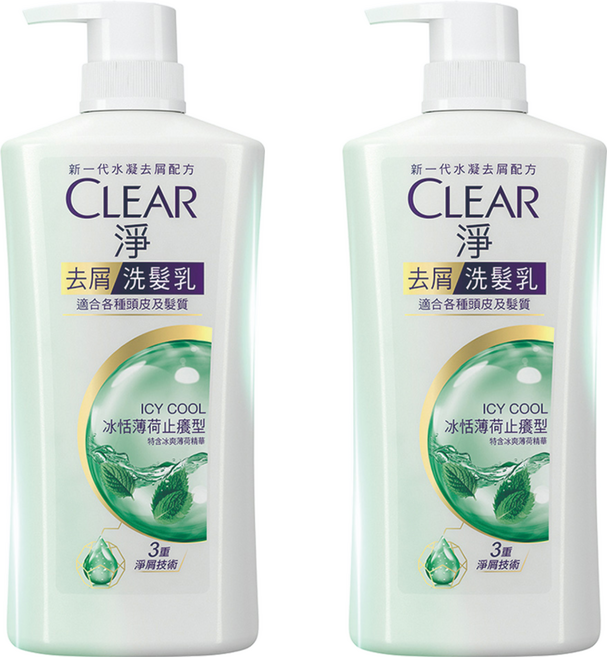 CLEAR 淨 去屑洗髮乳 冰恬薄荷止癢型, 750g, 2瓶