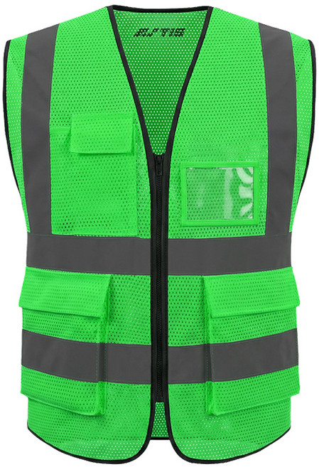 TIS 올메쉬 포켓형 작업복 안전조끼, 연두, 1개