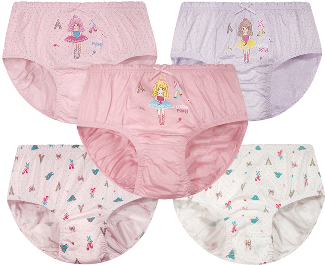 딩동댕키즈 여아용 리틀요정 순면 삼각팬티 5종 세트 GP045