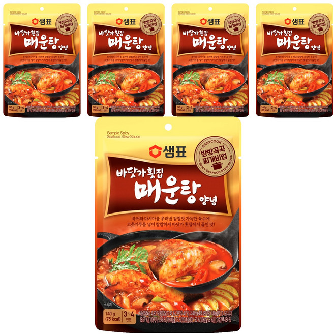 샘표 바닷가횟집 매운탕 찌개양념, 140g, 5개