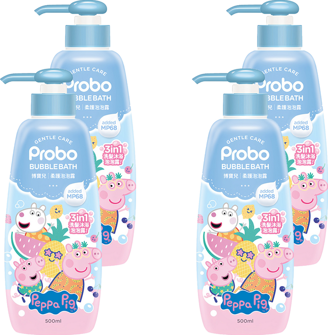 Probo 博寶兒 柔護泡泡露 佩佩豬, 500ml, 4瓶