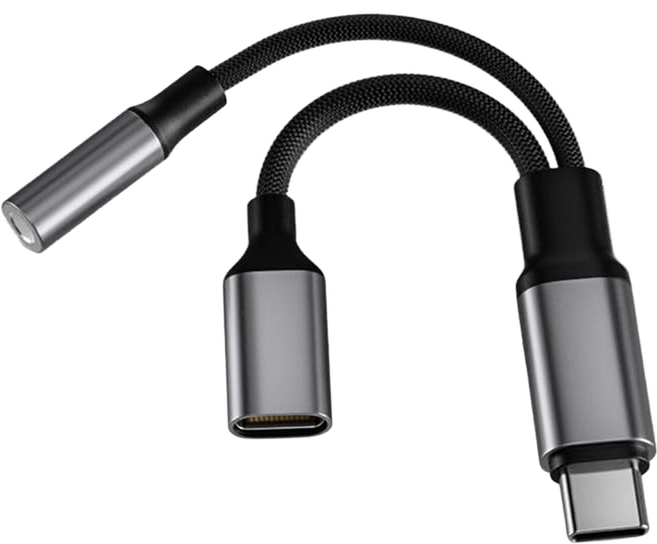 Kolin 歌林 音源充電轉接線 TypeC所有系列機型適用 7g, 12cm, 灰色+黑色, 1條