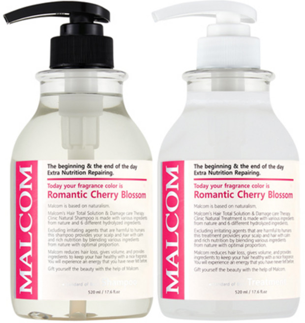 Malcolm 浪漫櫻花洗髮水 520ml + Treatment 520ml 套組, 1套
