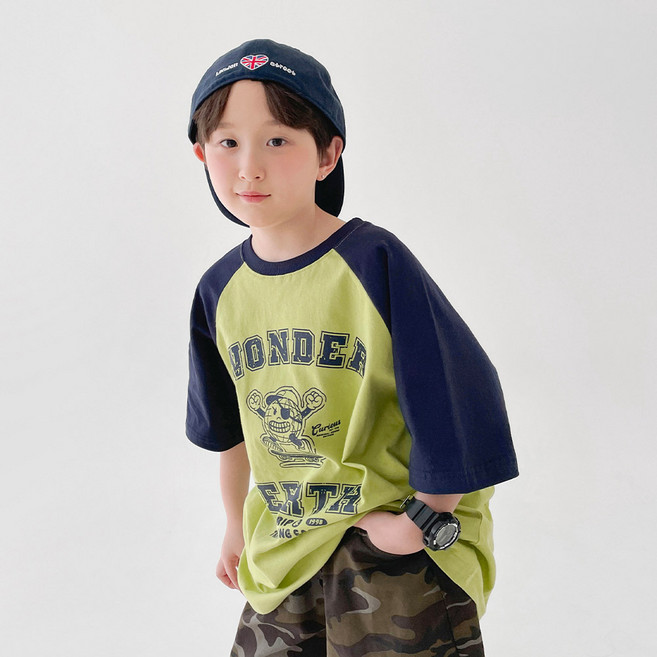 베리클로젯 아동용 원더 얼쓰 나그랑 배색 키즈 유아 면 반팔 티셔츠