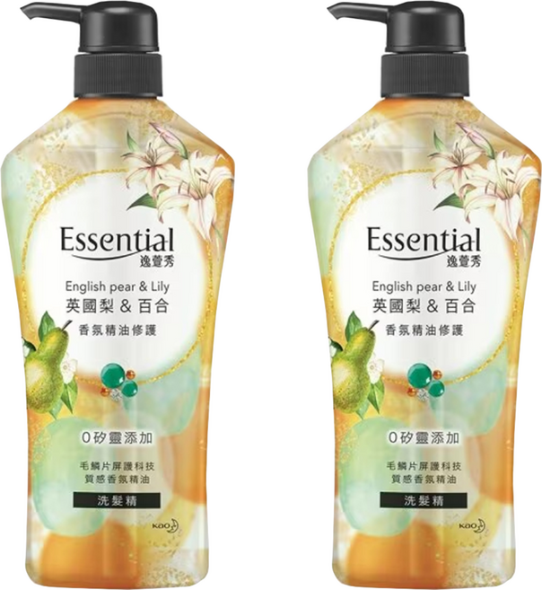 Essential 逸萱秀 香氛精油修護洗髮精 英國梨&百合 0矽靈添加 摩洛哥堅果油修護配方, 700ml, 2瓶