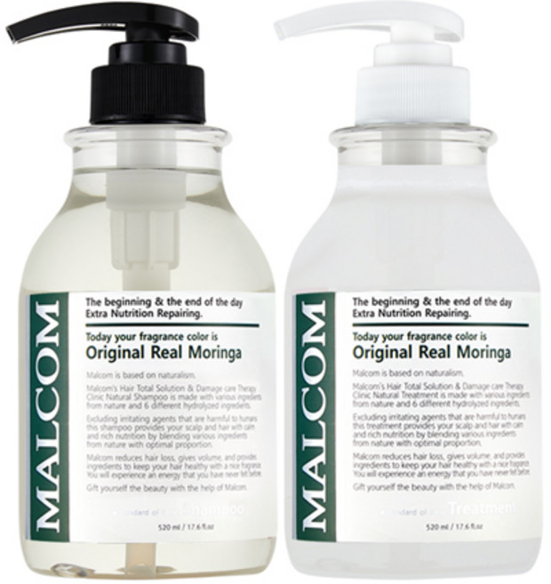 Malcolm Original Real Moringa 洗髮水 520ml + Treatment 520ml 套組, 1套