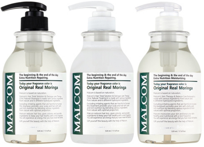 말콤 오리지널 리얼 모링가 샴푸 520ml + 트리트먼트 520ml + 바디워시 520ml, 1세트
