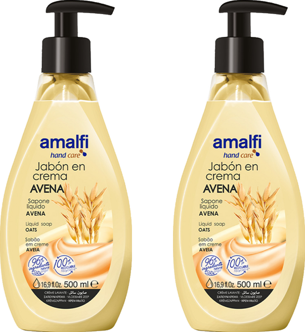 Amalfi 燕麥防護液體皂 草本配方 使用後清爽不黏膩, 500ml, 2瓶