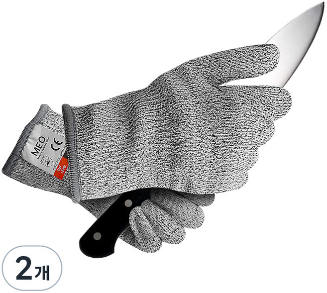 메오 절단방지 칼베임방지 장갑, 그레이, 2개