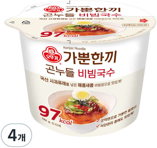 가뿐한끼 곤누들 비빔국수, 192g, 4개
