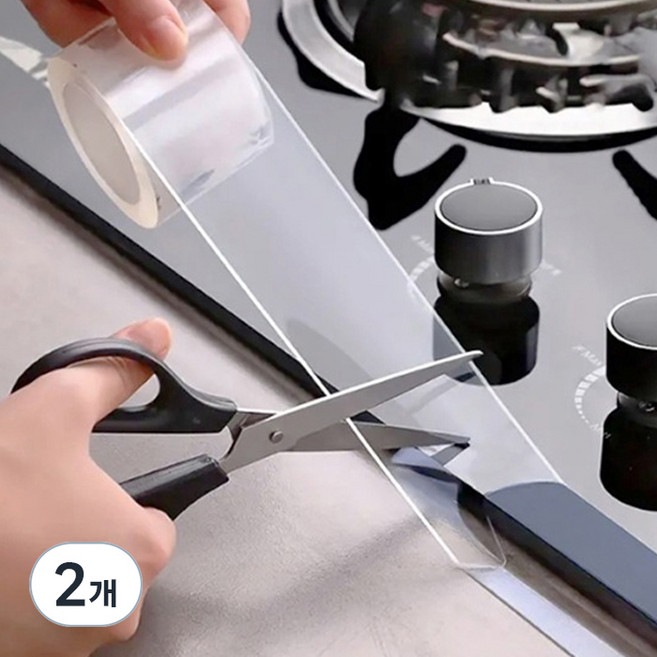 엔더 초강력 실리콘 틈새차단 방수 단면 테이프, 투명, 2개