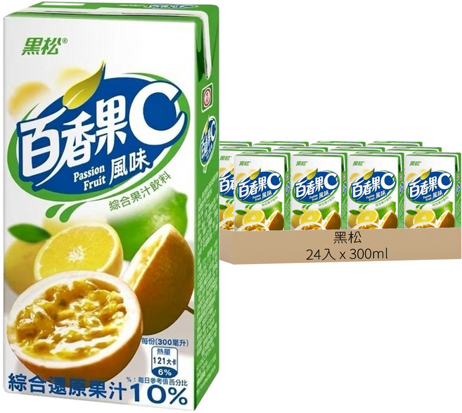 黑松 果汁C系列 百香果, 300ml, 24入
