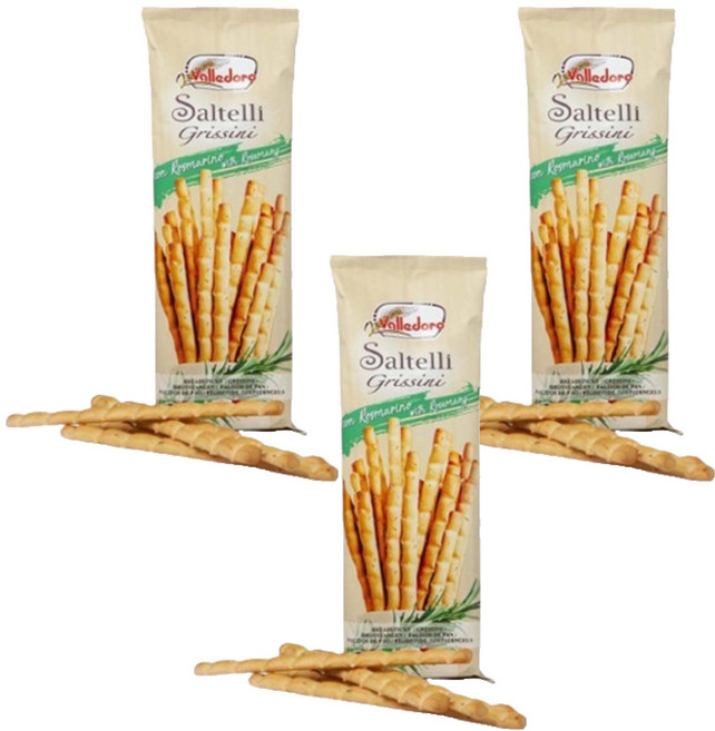 발레도로 그리시니 쌀텔리 콘 로즈마리노, 3개, 100g