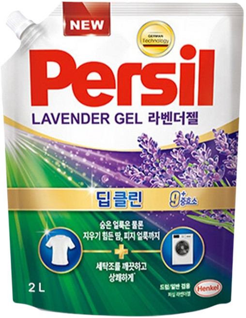 퍼실 딥클린 라벤더젤 9중효소 겸용 액상세제 리필, 2L, 1개
