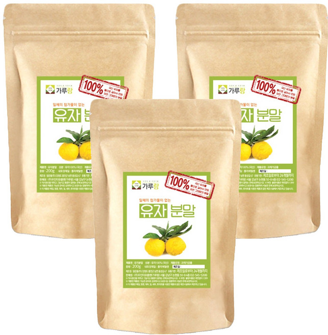 가루랑 유자 분말, 200g, 3개