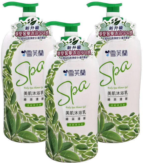雪芙蘭 美肌SPA沐浴乳 綠茶清新, 1kg, 3瓶