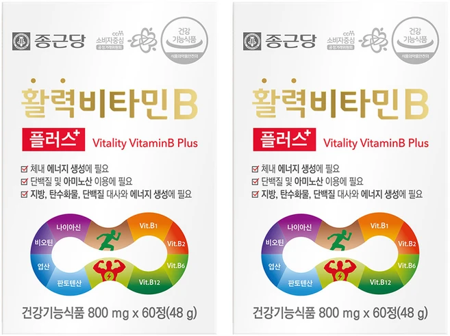 종근당 활력비타민B 플러스, 60정, 2개 - 쿠팡