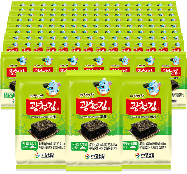 광천김 바삭바삭 파래 김, 4g, 128개
