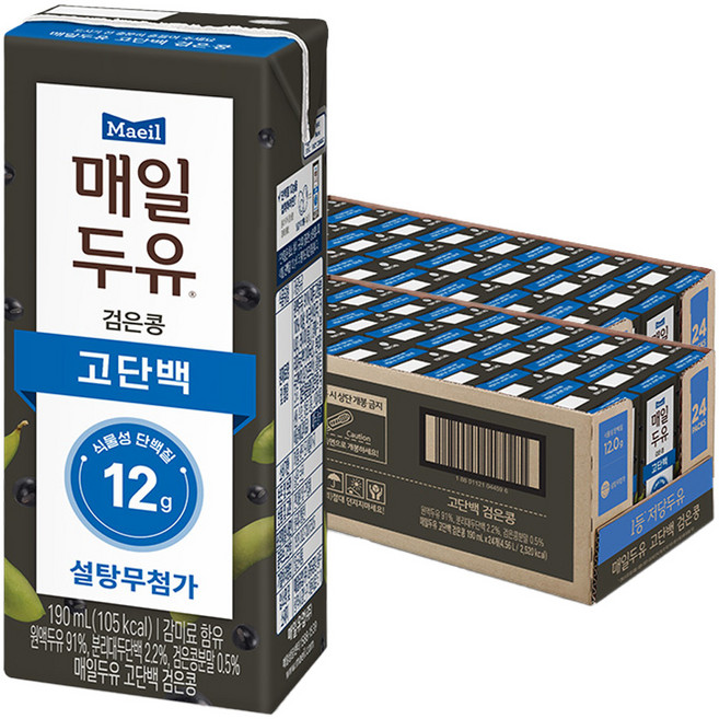매일두유 고단백 검은콩, 190ml, 48개