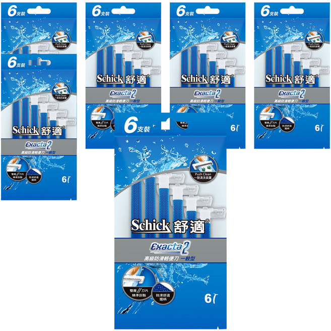 Schick 舒適牌 高級防滑輕便刀 一般型, 6支, 6包