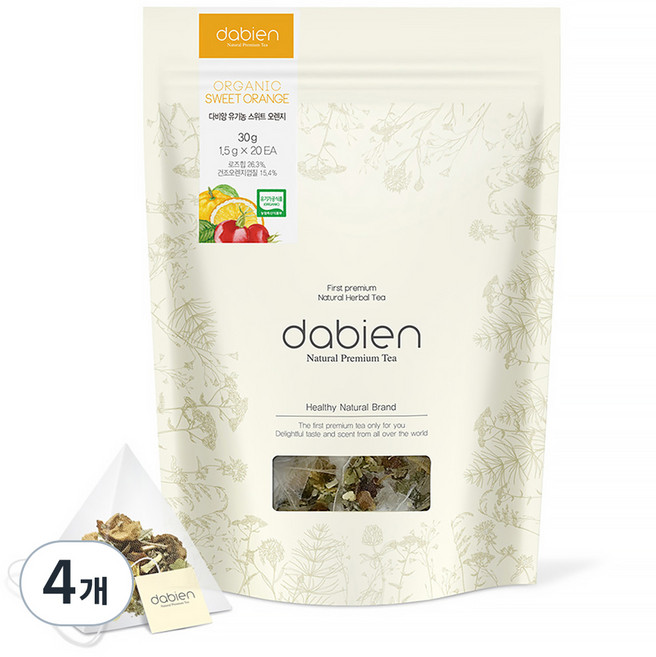 다비앙 유기농 스위트오렌지 허브티, 1.5g, 20개입, 4개