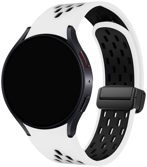 스페이스쉴드 갤럭시 워치 호환 날개형 디버클 마그네틱 투톤 메쉬홀 실리콘 스트랩 20mm, 화이트블랙, 1개