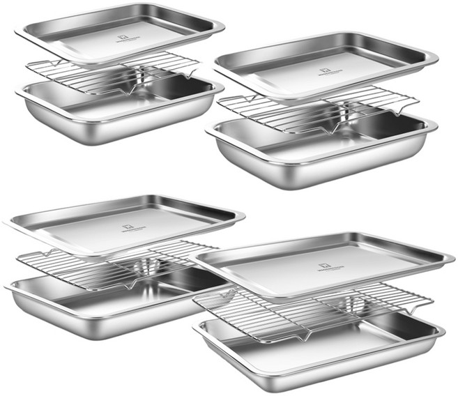 바겐슈타이거 스텐 사각 트레이 4종 세트, 밧드 + 랙 + 트레이, 1세트