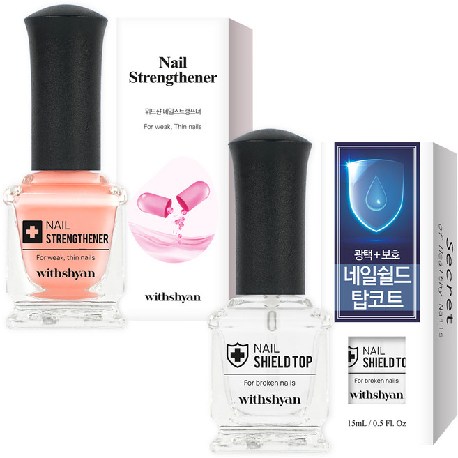 위드샨 맞춤 케어 잘 부러지고 약한 손톱용 스트랭쓰너 + 쉴드 탑 2종 세트, 1개