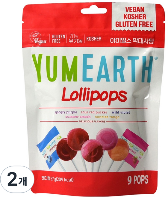 야미얼스 막대사탕 파우치팩, 구글리퍼플 + 사우어레드퍼커 + 와일드바이올렛 + 섬머스매쉬 + 선라이즈탱고, 57g, 2개