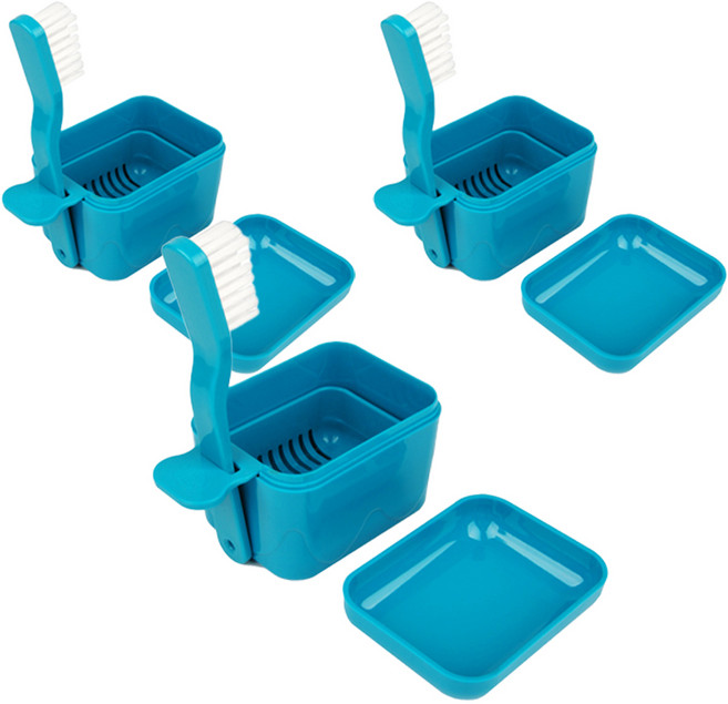 위덴 틀니칫솔 + 틀니케이스 그린 WD727, 3세트