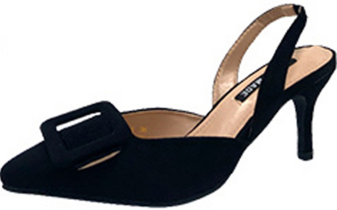 라블 버클 스퀘어장식 슬링백 힐 7cm