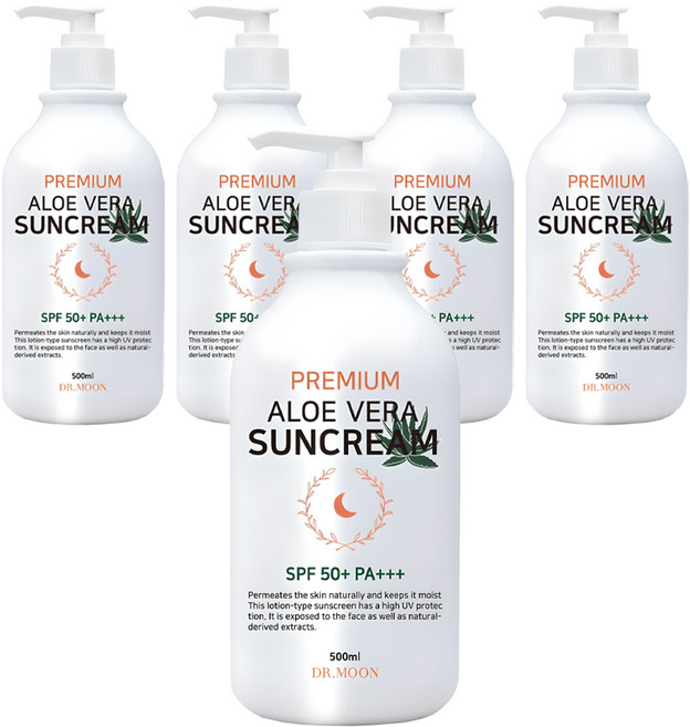 DRMOON 프리미엄 알로에베라 선크림 SPF50+ PA+++, 500ml, 5개
