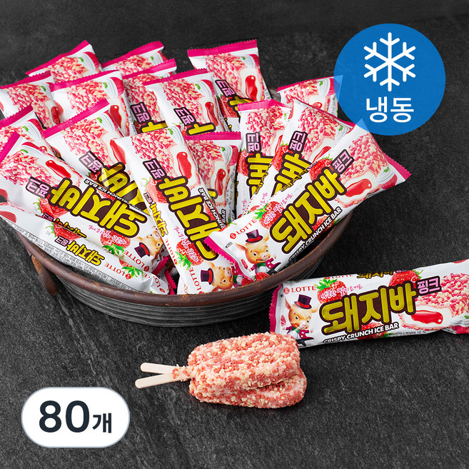 롯데웰푸드 돼지바 핑크 (냉동), 70ml, 1개입, 80개