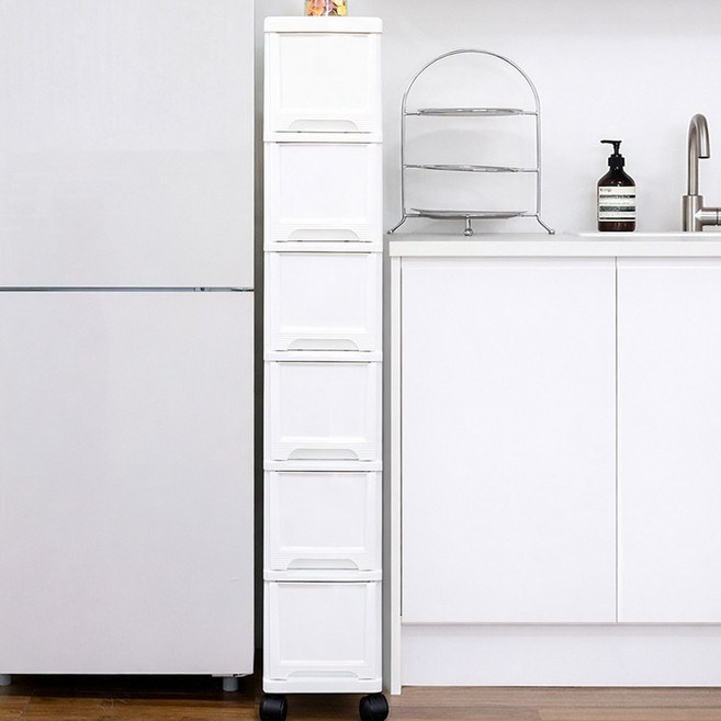 보노하우스 슬림서랍장 5단 + 바퀴 4p, 투명