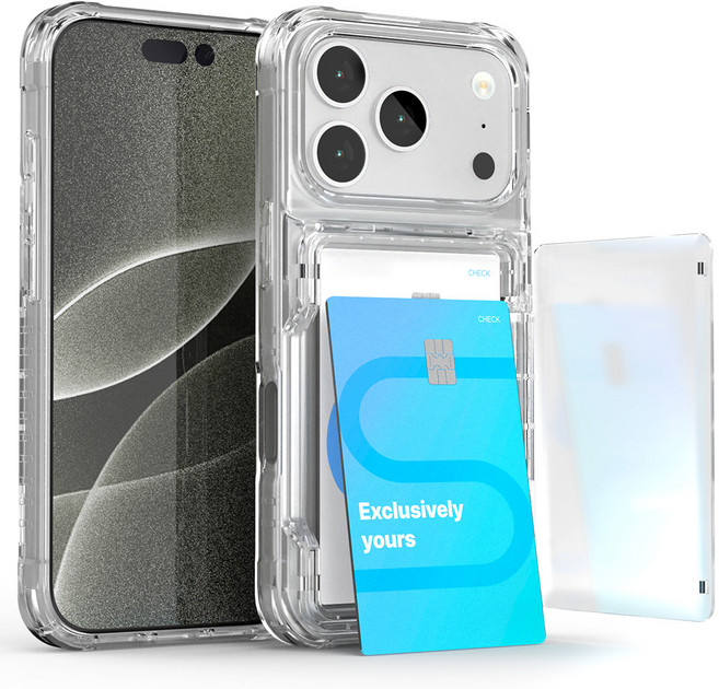 구스페리 크리스탈 4장 카드 포켓 하드 휴대폰 케이스