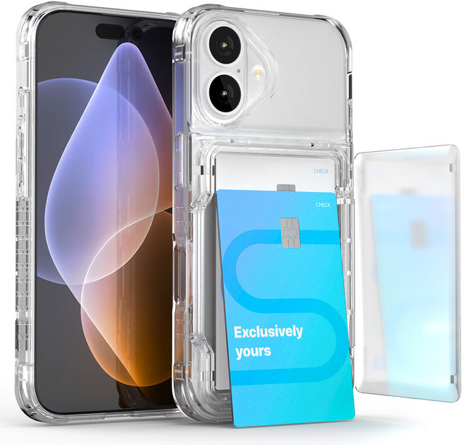 구스페리 크리스탈 4장 카드 포켓 하드 휴대폰 케이스