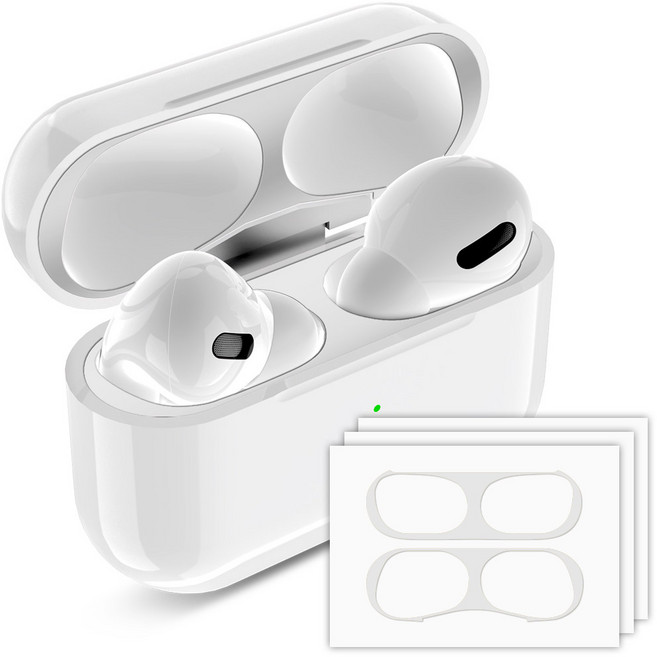 구스페리 에어팟 철가루방지 스티커 4개입, 에어팟 프로 3, 라이트그레이, 4개