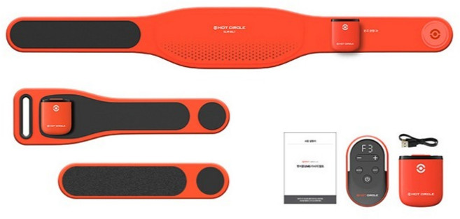 핫서클 온열 찜질 저주파 복부 허리 마사지기 벨트 V2, EMS 슬림벨트, 스칼렛레드