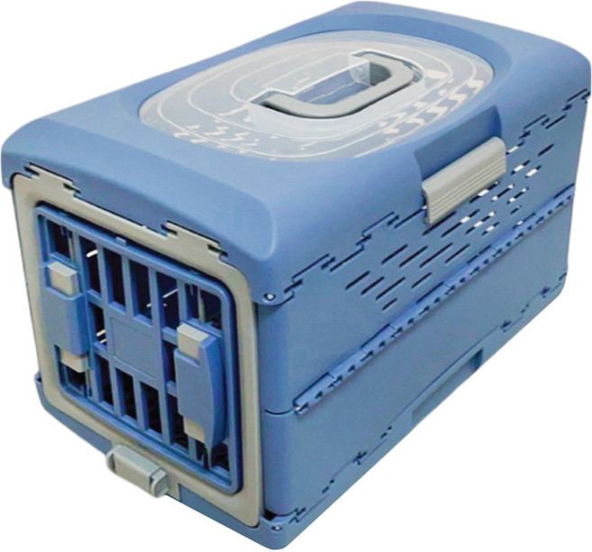 Nice u 毛樂趣 可收納式寵物外出籠 貓狗適用 M款, 藍色, 1個