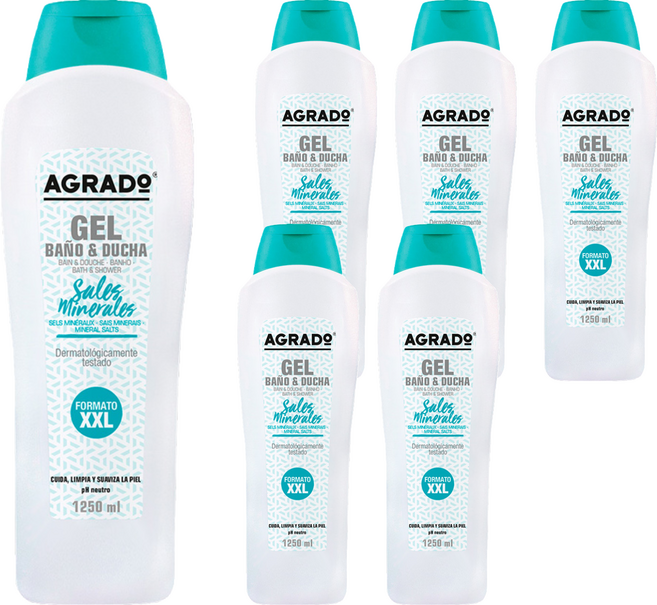 AGRADO 深海珍貴礦物鹽活膚光澤沐浴露, 1.25L, 6瓶