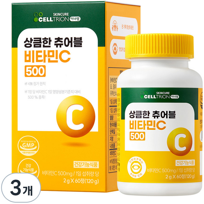 이너랩 상큼한 츄어블 비타민C 500, 60정, 3개
