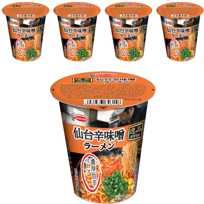 AceCOOK IPPIN 逸品 仙台辛味噌風味麵 73g, 5入