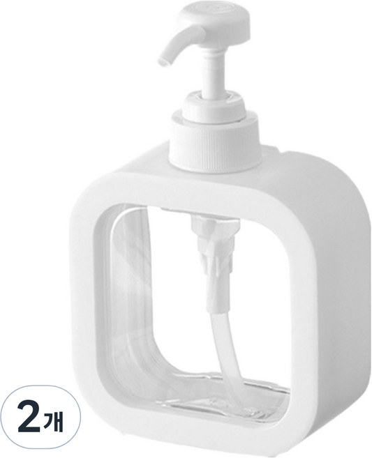 리브모어 사각 투명 디스펜서 500ml, 화이트, 2개