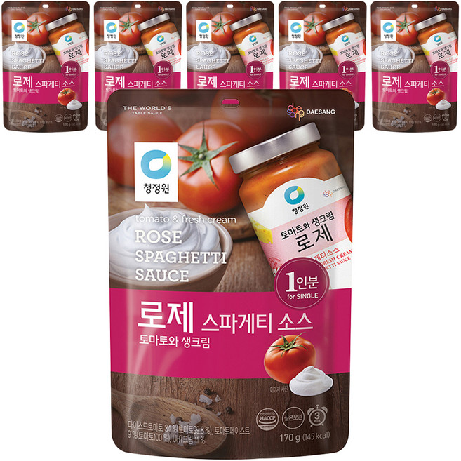 청정원 로제 스파게티소스 싱글파우치, 170g, 6개