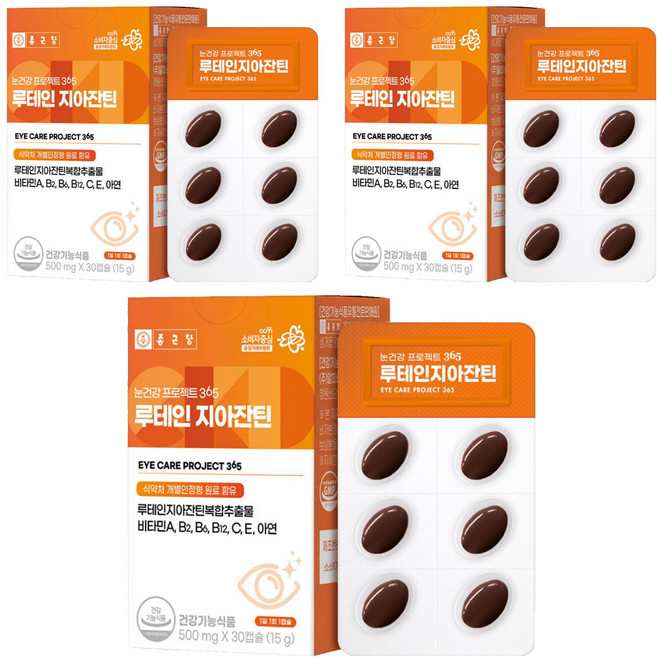 종근당 눈건강 프로젝트365 루테인 지아잔틴, 3개, 15g