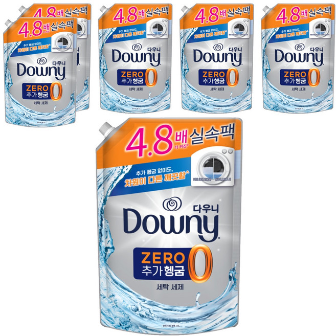다우니 프리미엄 추가헹굼제로 액체형 세탁세제 리필, 1.4L, 6개