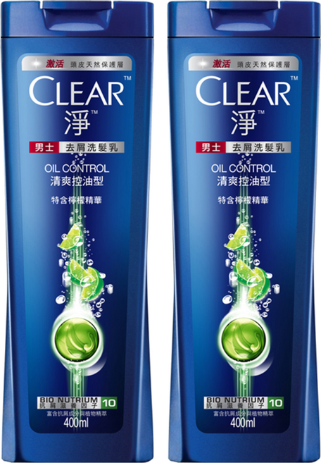 CLEAR 淨 去屑洗髮乳 清爽控油型, 400g, 2瓶