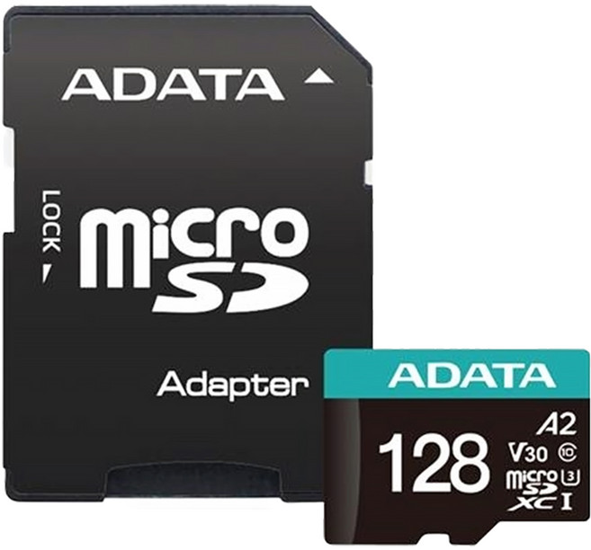 ADATA 威剛 128GB記憶卡 附轉卡 AUSDX 128GUI3V30SA2-RA1, 128GB, 1組