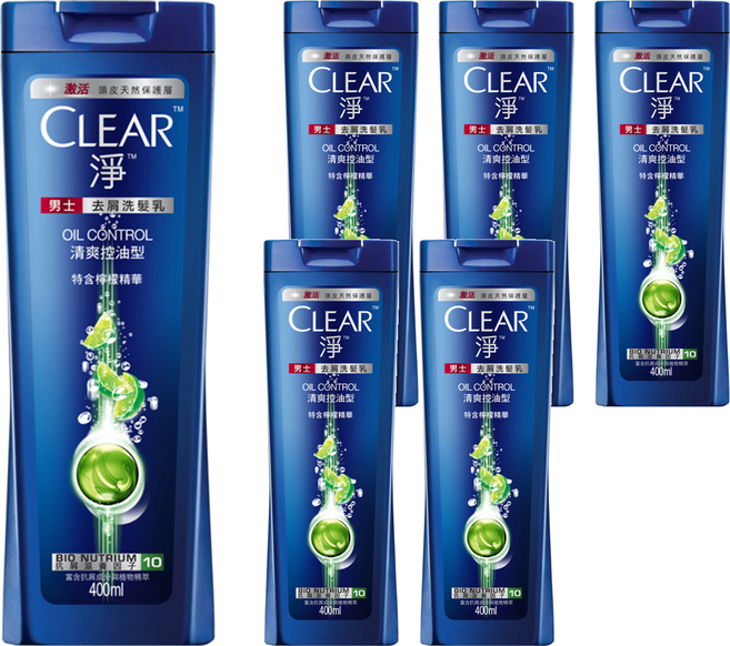 CLEAR 淨 去屑洗髮乳 清爽控油型, 400g, 6瓶