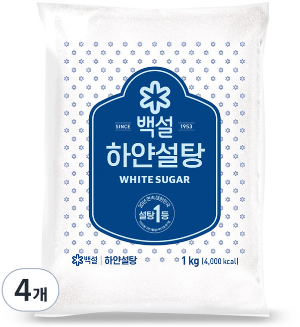 백설 하얀설탕, 1kg, 4개